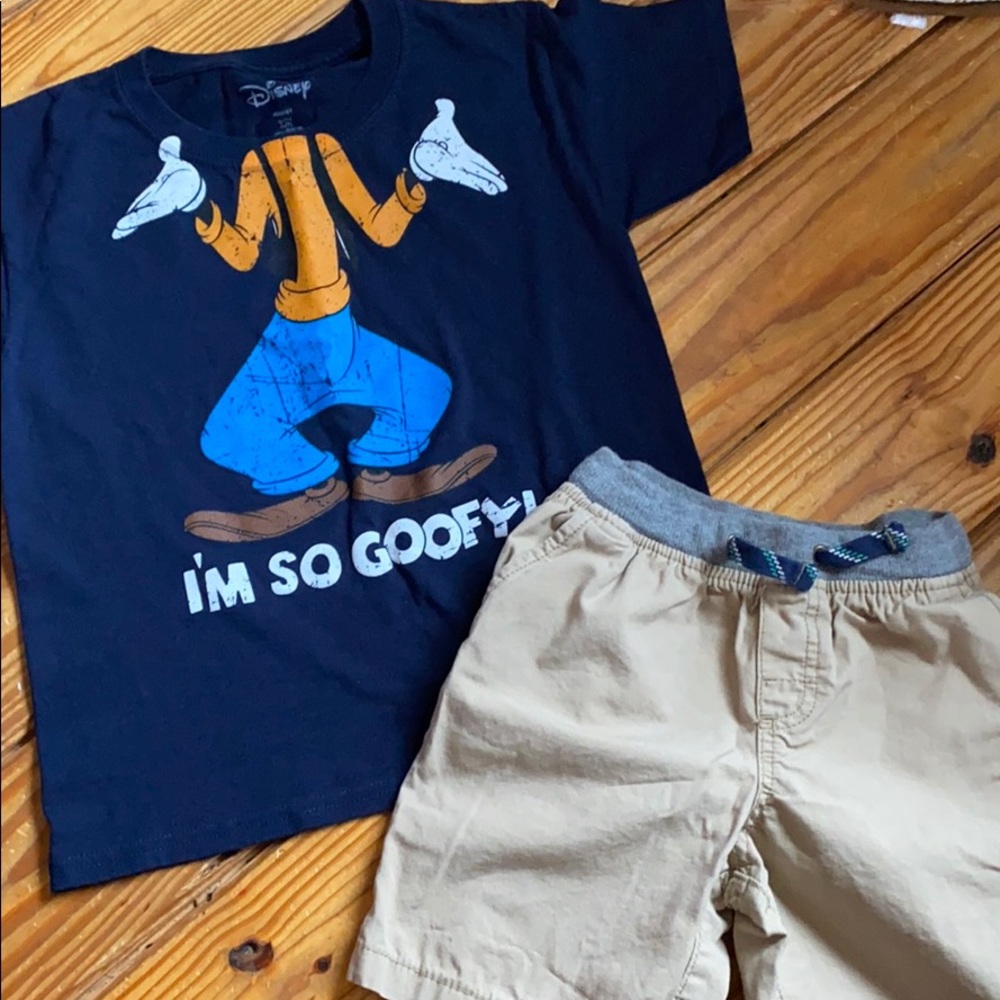 Boys outfit Goofy khaki shorts